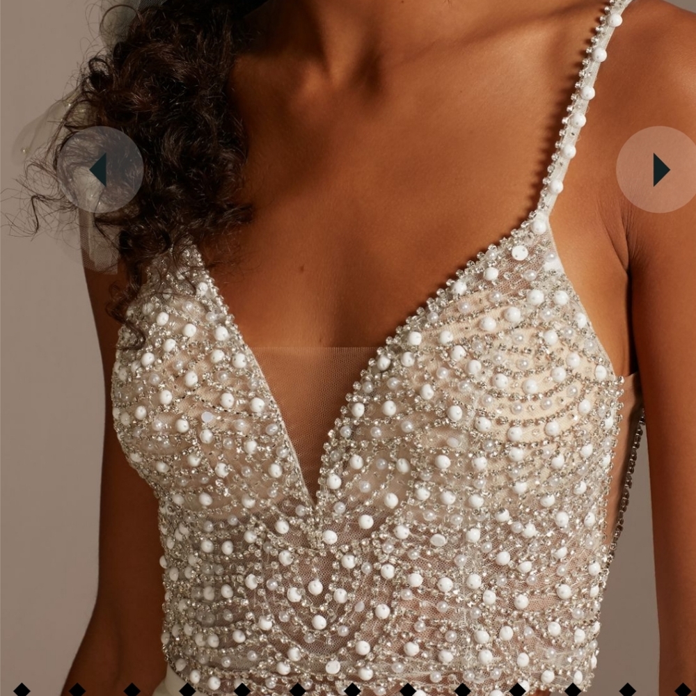 embellished spaghetti strap wedding separates top
